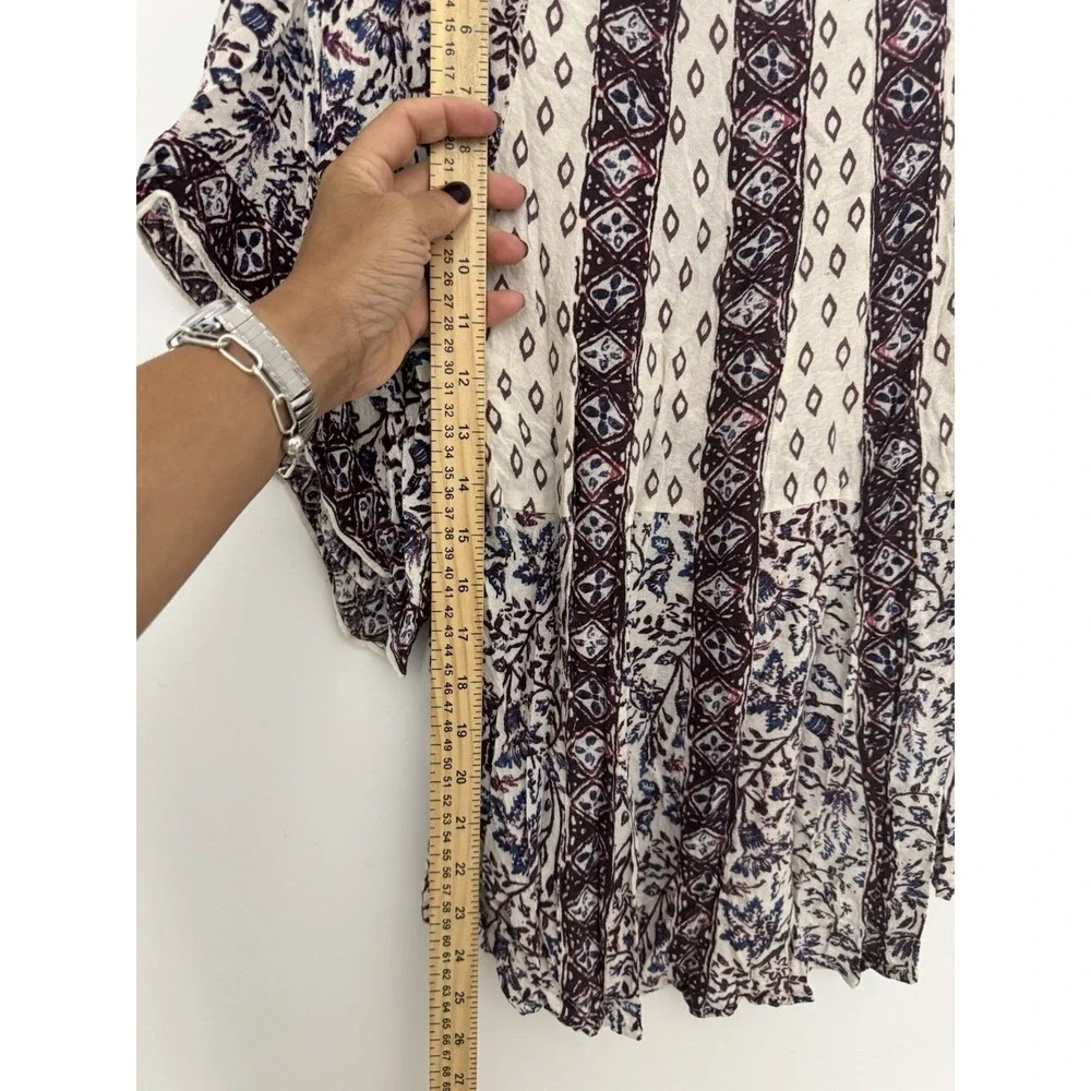 Free People Geometric V Neck Top Shirt S